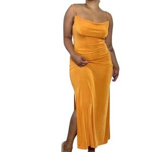 Golden Yellow Free People Bare It All Bodycon Slip